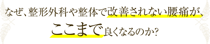 なぜ、整形外科や整体で改善されない腰痛が、ここまで良くなるのか？