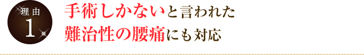 手術しかないと言われた難治性の腰痛にも対応