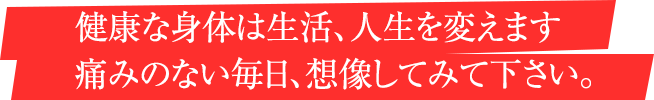 健康な身体は生活、人生を変えます痛みのない毎日、想像してみて下さい。